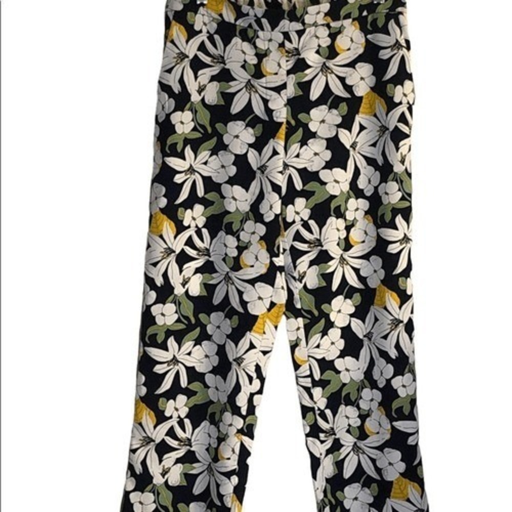 Cynthia Rowley pants 8 floral flowy pockets crop elastic back waistband resort‎